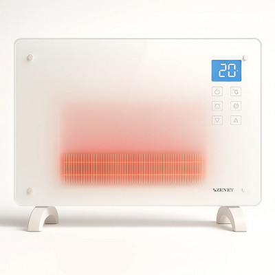 Zenet ZET-526 Convector electric din sticlă albă, panou de încălzire 1500W | Panou din sticlă albă cu telecomandă