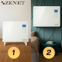 Zenet ZET-526 Convector electric din sticlă albă, panou de încălzire 1500W | Panou din sticlă albă cu telecomandă