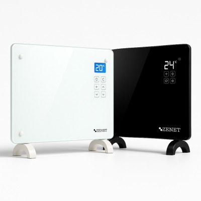 Zenet ZET-526 Convector electric din sticlă albă, panou de încălzire 1500W | Panou din sticlă albă cu telecomandă