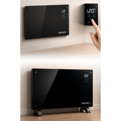 Zenet ZET-530 електрически стъклен конвектор, отоплителен панел, радиатор 2000w | Подов и стенен конвектор  с дистанционно управление