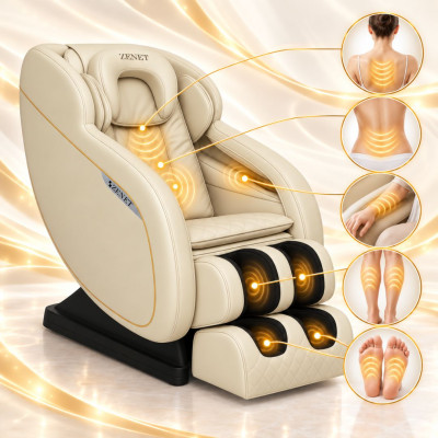 ZENET ZET-1288 Massage Chair with Heating | Beige Massage Chair for Home and Office