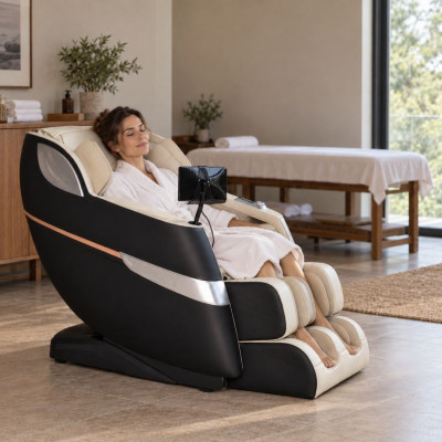 Multifunctional Shiatsu Massage Chair with Zero Gravity and Heating ZENET ZET 1289 - Beige-Black