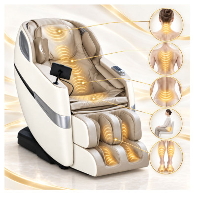 Multifunctional Shiatsu Massage Chair with Zero Gravity and Heating ZENET ZET 1289 - Beige-White