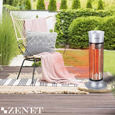 ZENET ZET-516 Infrared Heater, Silver, 1000W | Energy-Efficient and Safe Heating with IP24 Protection