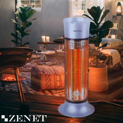 ZENET ZET-516 Infrared Heater, Silver, 1000W | Energy-Efficient and Safe Heating with IP24 Protection