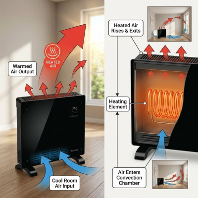 Zenet Zet-523 Convection Heater - Glass Convection Electric Heater 1000W