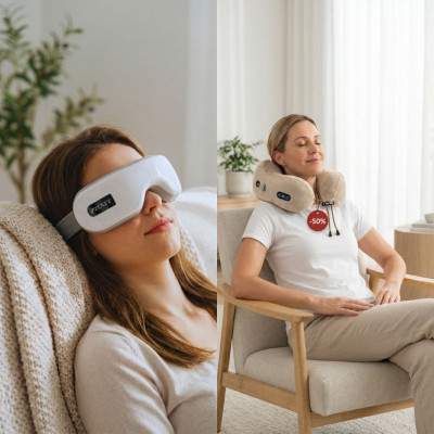 Ofertă promoțională: Aparat de masaj pentru ochi + Aparat de masaj pentru gât la jumătate de preț