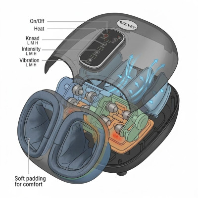 Массажёр для ног с точечной стимуляцией ZENET ZET 761 – Шиацу, ролики и тепло